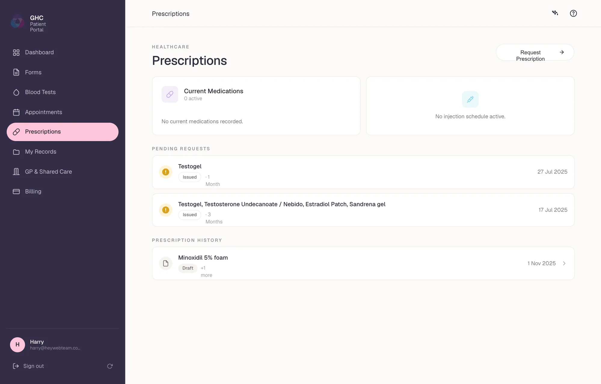 GHC Patient Portal, Prescriptions